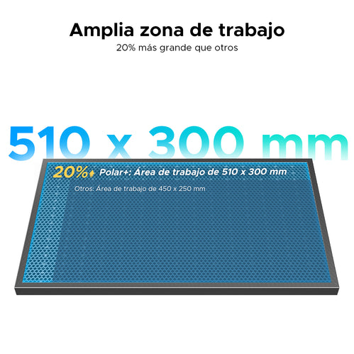 grabador y cortadora laser en mesa con gran zona de trabajo