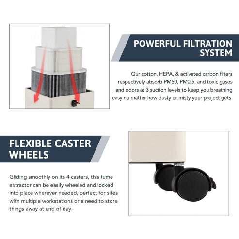 Powerful Filtration System Air Purifier with Flexible Caster Wheels